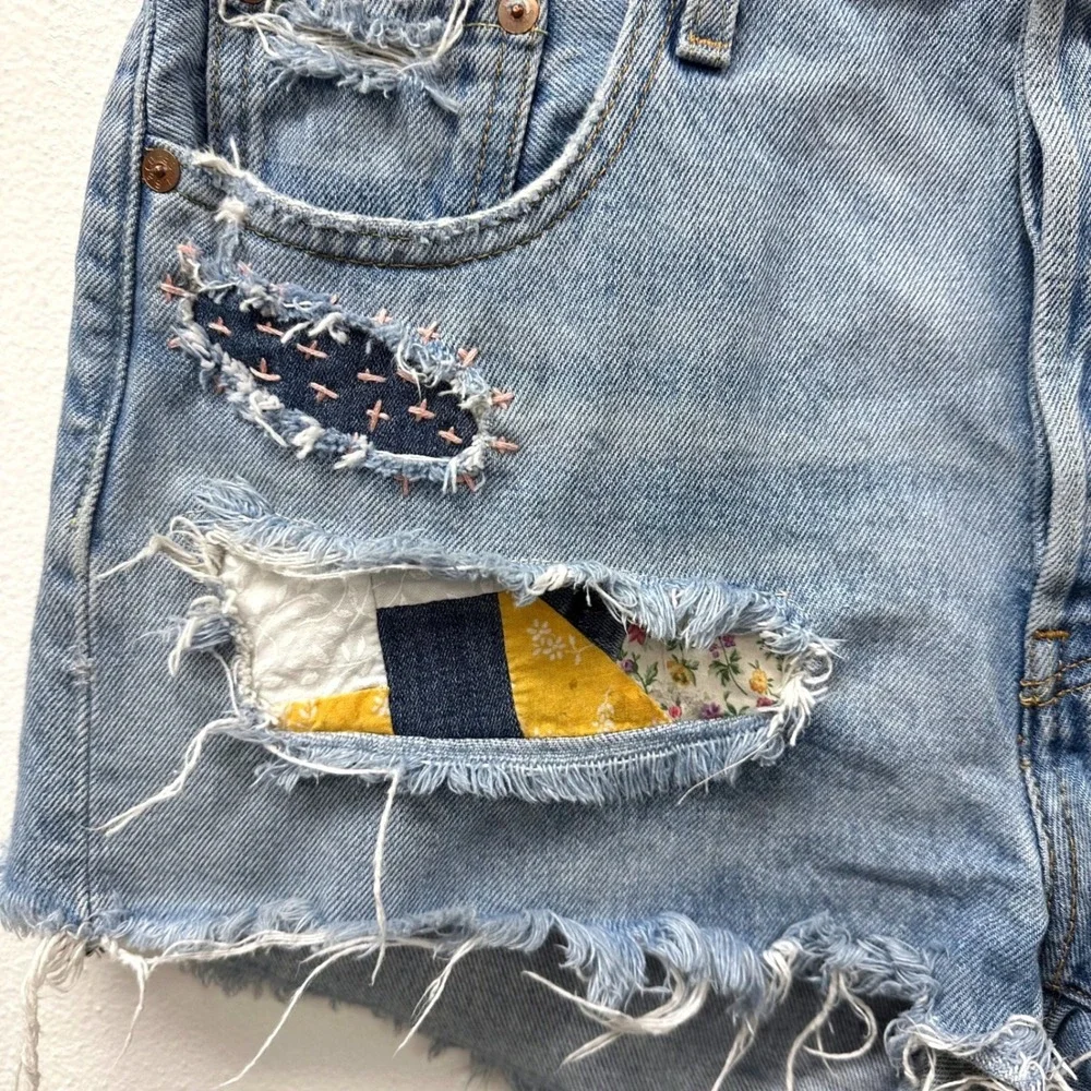 Levi's Premium 501 Button Fly Upcycled Quilt Patch‎ Jean Short in Fault Line 29